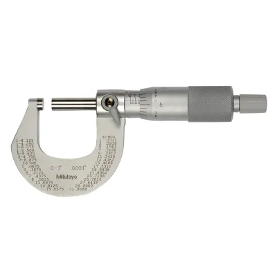 Outside Micrometer with Cr Finish Frame 0-1", Ratchet, 0,0001" 101-113 Mitutoyo