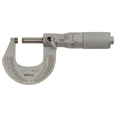 Outside Micrometer with Cr Finish Frame 0-1", Friction Thimble, 0,0001" 101-117 Mitutoyo