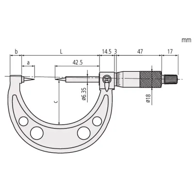 Point Micrometer with Hardened Tip 0-25mm, 30° Tip 112-201 Mitutoyo