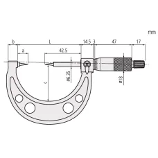 Point Micrometer with Carbide Tip 1-2", 15° Tip