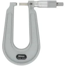 Sheet Metal Micrometer 0-25mm, Flat Anvil/Spindle, 100mm Throat