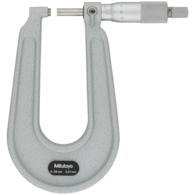 Sheet Metal Micrometer 0-25mm, Flat Anvil/Spindle, 100mm Throat 118-101 Mitutoyo