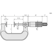 Дисковый микрометр, диски из закаленной стали 0–25 мм, диск = 20 мм