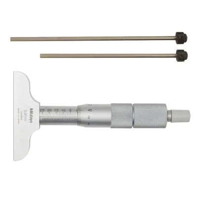 Depth Micrometer, Interchangeable Rods 0-50mm, 63mm Base 129-109 Mitutoyo