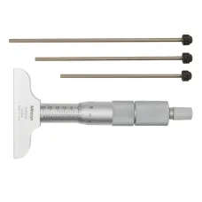 Depth Micrometer, Interchangeable Rods 0-75mm, 63mm Base
