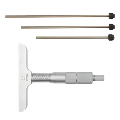 Depth Micrometer, Interchangeable Rods 0-75mm, 101mm Base 129-114 Mitutoyo