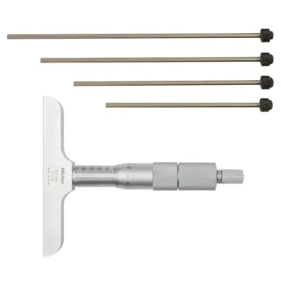 Depth Micrometer, Interchangeable Rods 0-100mm, 101mm Base 129-115 Mitutoyo