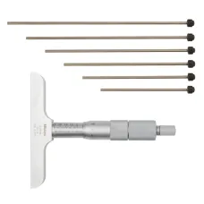 Depth Micrometer, Interchangeable Rods 0-6", 4" Base