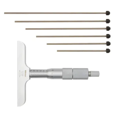 Depth Micrometer, Interchangeable Rods 0-6", 4" Base 129-132 Mitutoyo