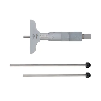 Depth Micrometer, Interchangeable Rods 0-3", 2,5" Base 129-126 Mitutoyo