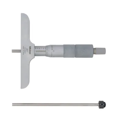 Depth Micrometer, Interchangeable Rods 0-2", 4" Base 129-129 Mitutoyo