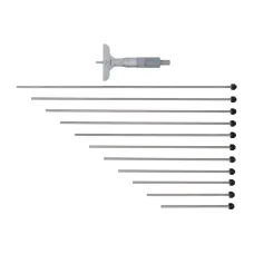 Depth Micrometer, Interchangeable Rods 0-12", 2,5" Base