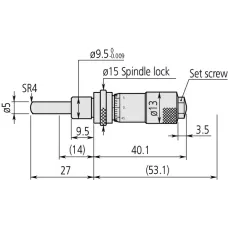 Micrometer Head, Small Standard Type 0-13 mm, 0,01mm, Spherical, with Spindle Lock