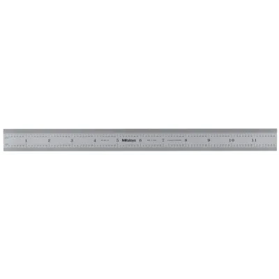 Steel Rule, Wide Rigid Rule 300mm/12", Metric/Inch 182-125 Mitutoyo