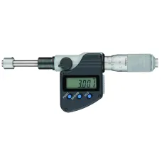 Цифровая микрометрическая головка, невращающаяся, IP65, 0–25 мм, плоский шпиндель, гладкий стержень 12/18 мм