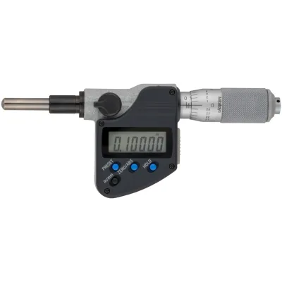 Digital Micrometer Head, 0-1" Flat Spi., 0,375" Plain Stem. w/o Rat. 350-357-30 Mitutoyo