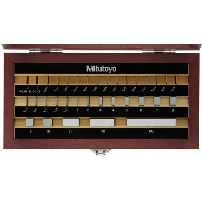 Gauge Block Set, Metric, Ins. Cert., ISO 32 Blocks, Grade 0, Steel 516-966-10 Mitutoyo