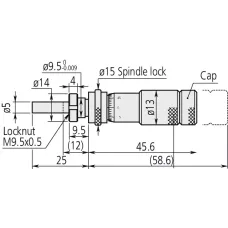 Micrometer Head Zero Adjustable 0-0,5", Clamp Nut, Spi. Lock, Rev. Rea.