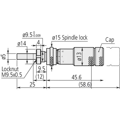 Micrometer Head Zero Adjustable 0-0,5", Clamp Nut, Spi. Lock, Rev. Rea. 148-862 Mitutoyo