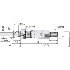 Micrometer Head, Medium-sized Standard 0-1", Clamp Nut, Spindle Lock, 0,0001"
