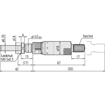 Micrometer Head, Medium-sized Standard 0-1", Clamp Nut, 0,0001" 150-205 Mitutoyo