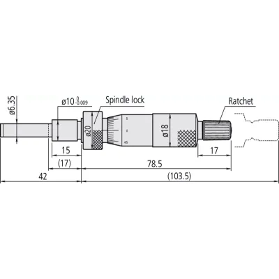 Micrometer Head, Medium-sized Standard 0-1", Spindle Lock 150-213 Mitutoyo