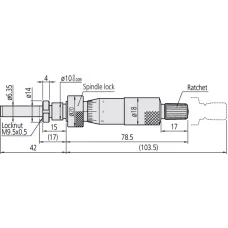 Micrometer Head, Medium-sized Standard 0-1", Clamp Nut, Spindle Lock