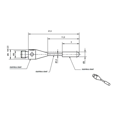 M3 Cylinder stylus K684702 Mitutoyo